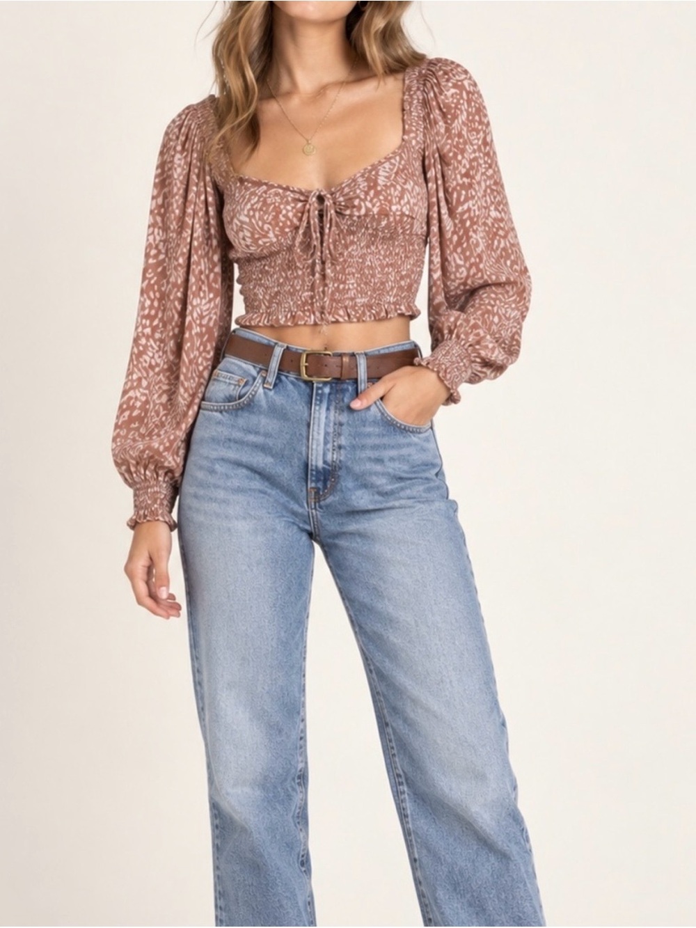 Urban Outfitters Old Soul Smocked Long Sleeve Top